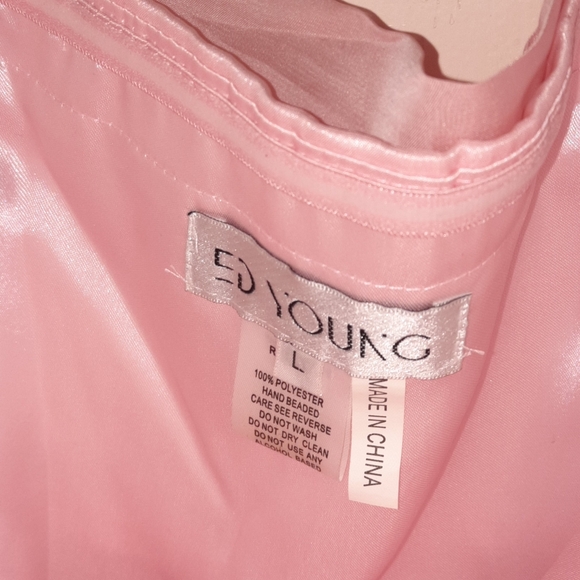 ED YOUNG Strapless Ruched Mini Dress Pale Pink Girly Homecoming Cocktail Y2K L - Picture 5 of 9